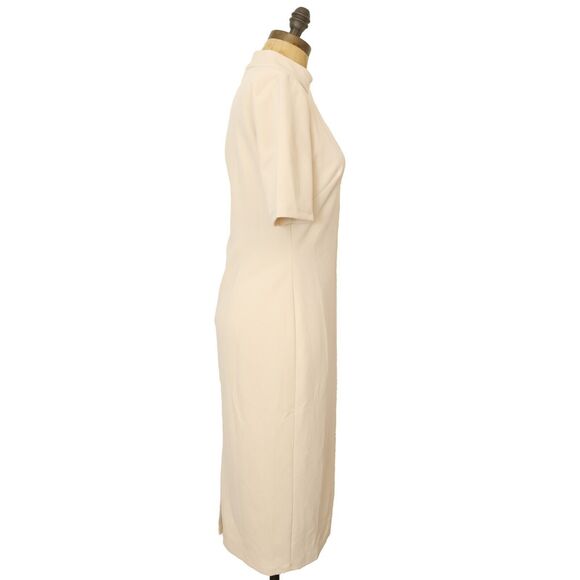 Maggy London Horn Cream Cutout Midi Dress Size 6 Sheath Short Sleeve NWT B59 - Picture 2 of 5